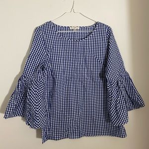 Jane & Delaney Blue and White Plaid Blouse Shirt